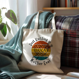 Bästa Knitting Mor någonsin Retro Sunset Heart Gar Tygkasse