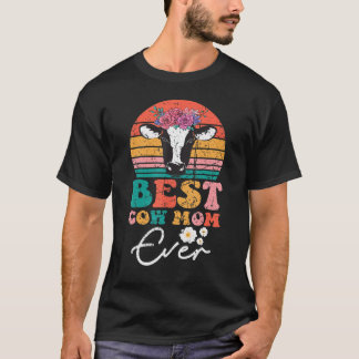 Bästa ko-mamma någonsin Ko-gård Bonde Retro Vintag T Shirt