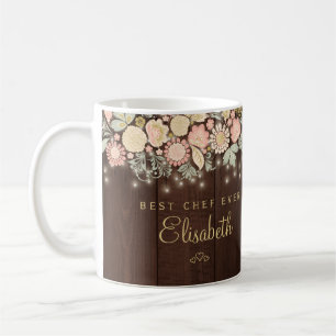 Bästa kock någonsin personligt namn elegant rustik kaffemugg
