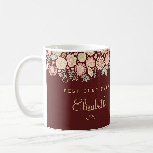 Bästa kocken någonsin personlig namn elegant kaffemugg (Vänster)