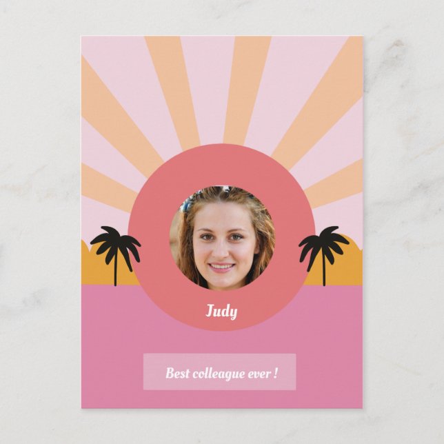 Bästa kollegan vän någonsin färgglatt modern palm  helg vykort (Framsida)