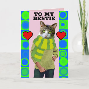 BÄSTA KOMPIS BFF RETRO VALENTINSDAG KATT GRATTULAT KORT