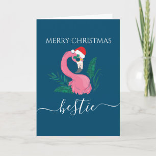 Bästa kompis God Jul fest flamingo Kort