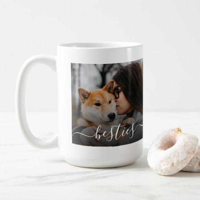 Bästa kompis mamma och hund foto kaffemugg (Med munk)