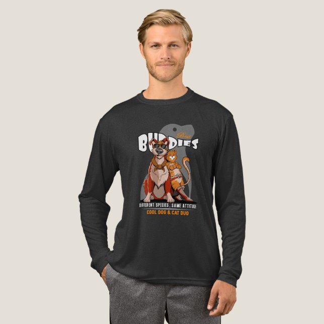 Bästa kompis (mörkt läge) | Herrar Långärmad T Shirt (Hel framsida)