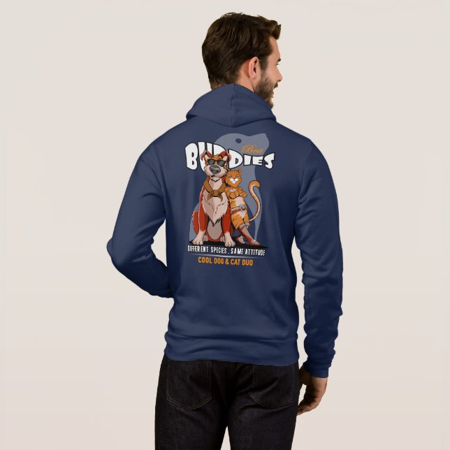 Bästa kompis (mörkt läge) | Herrars fullzip T Shirt (Hel baksida)