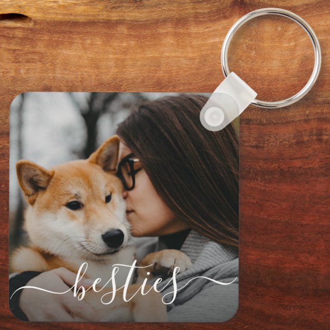 Bästa kompisars mamma och hund foto nyckelring (Baksida)