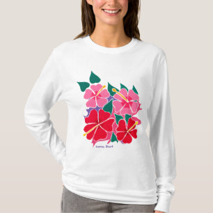 Bästa konst: Blommig bästa hibiskuslångärmad Tee