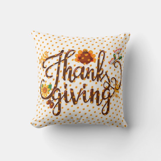Bästa korttid för Thanksgiving i guld Kudde (Framsida)