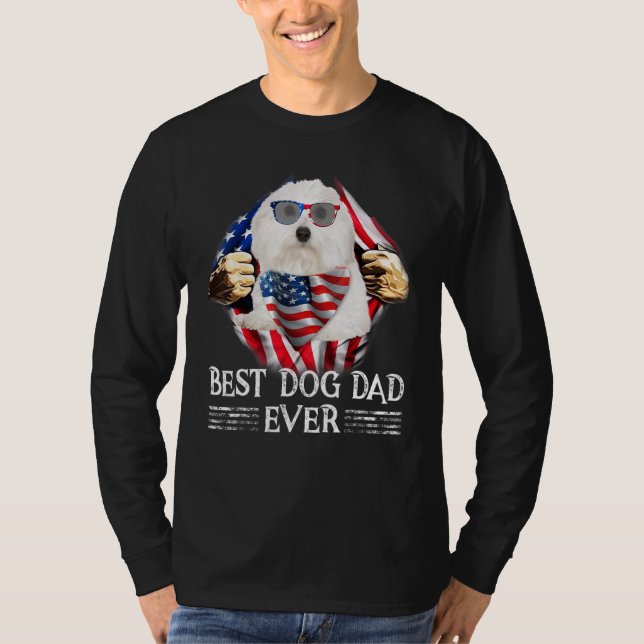 Bästa Koton de Tulear Pappa American Flagga 4 juli T Shirt (Framsida)