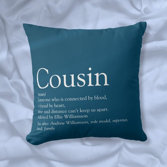 Bästa kusin definition blå kul kudde (Best Ever Cousin Definition Blue Fun Throw Pillow)