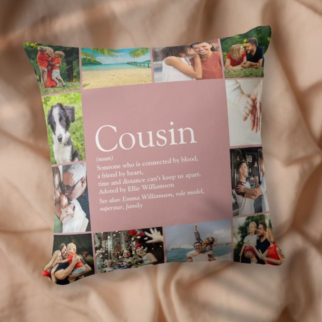 Bästa kusin någonsin Definition 12 Foto Rosa Kudde (Best Cousin Ever Definition 12 Photo Pink Throw Pillow)