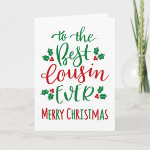 Bästa kusin någonsin God jul-typografi Kort