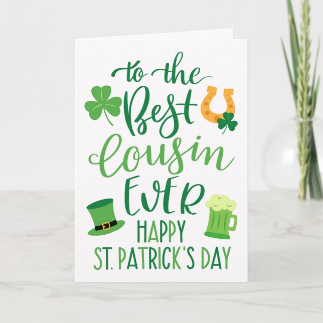 Bästa kusin någonsin St patrick's day Typografi Kort (Framsida)