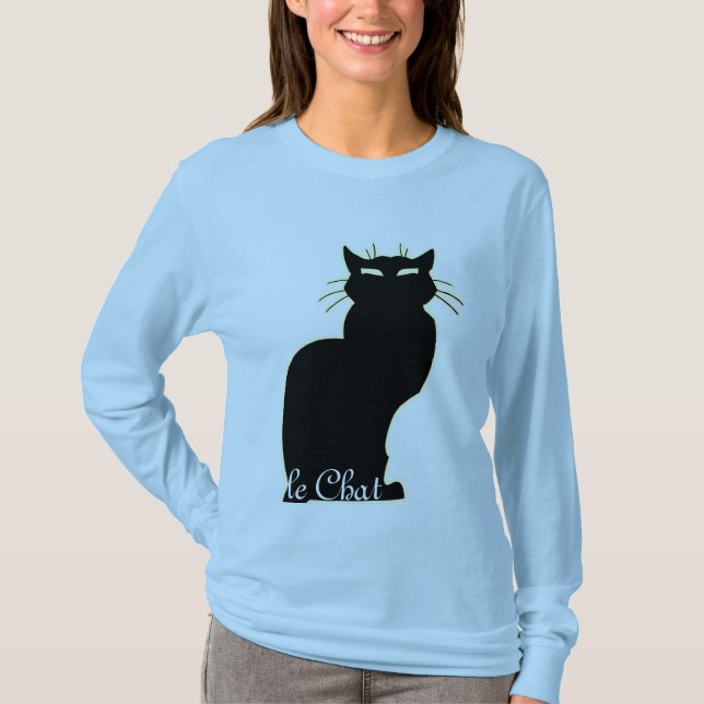 Bästa kvinna svart Katt Skjorta le Prata Dam katt Tee (Framsida)