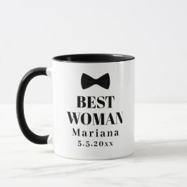 bästa kvinna svart och vit slips bow bryllup mugg