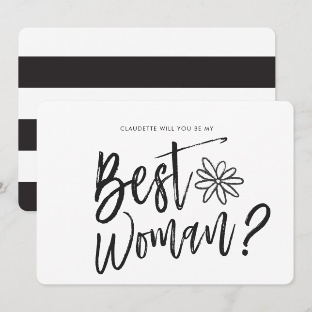 Bästa Kvinnan | Bröllopsparti Förfrågan i Script Inbjudningar (Fram/baksida)