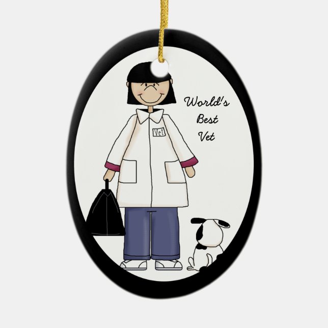 Bästa kvinnliga veterinär julgransprydnad keramik (Framsidan)