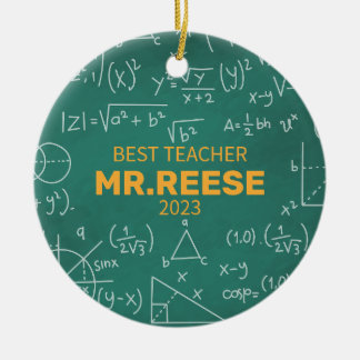 Bästa lärarAnpassningsbarna Math Teacher Namn Math Julgransprydnad Keramik