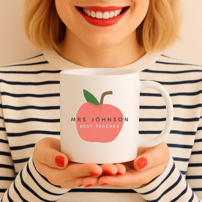 Bästa lärare | Apple Cute Roligt Modern Namn Scand Kaffemugg (Skapare uppladdad)