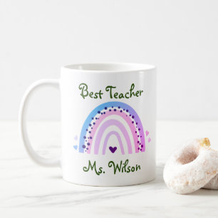 Bästa lärare, eget namn Cute Colorful Rainbow Kaffemugg
