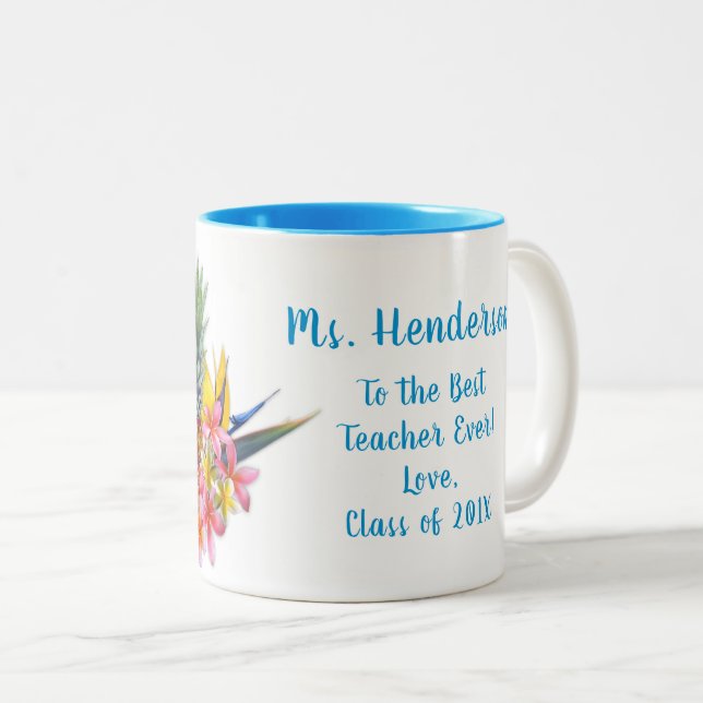 Bästa lärare från klass Hawaii Flowers Mugg (Framsida höger)
