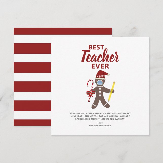 Bästa lärare, hela Personligen jul Julkort (Fram/baksida)