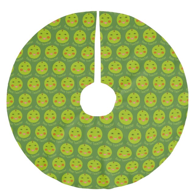 Bästa lärare Lycklig Apple Träd Skirt Julgransmatta Borstad Polyester (Framsidan)