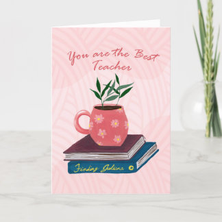 Bästa lärare med Stacks Bokar och kaffe Mugg Tack Kort
