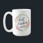 Bästa lärare någonsin, Blommigt, vattenfärg Kaffemugg<br><div class="desc">Den här söt mugg är säker på att kunna le på din speciella lärares ansikte med elegant och vattenfärgsblommans andetag.</div>