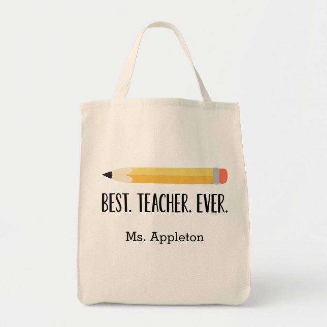 Bästa lärare någonsin | Personlig Tote Bag Gift Tygkasse (Framsidan)