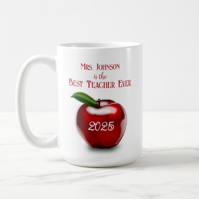 Bästa lärare någonsin Red Apple | Lärargåva Kaffemugg (Vänster)