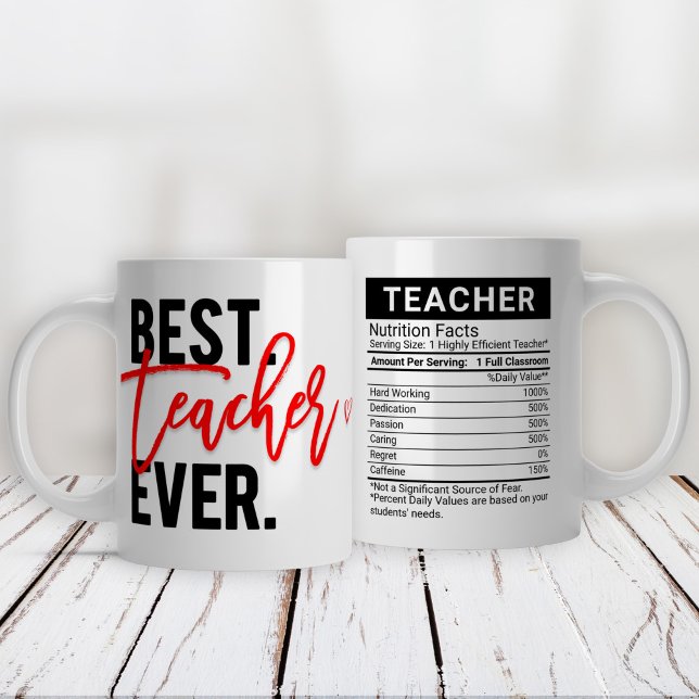 Bästa lärare någonsin rött + redigerbara näringsfa jumbo mugg (Skapare uppladdad)