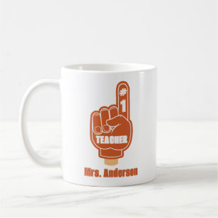 Bästa lärare nummer ett Rött skum Finger Kaffemugg