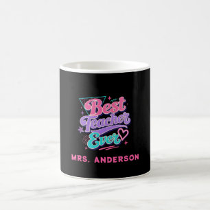 Bästa läraren någonsin! Anpassad retro 80-talsnamn Kaffemugg