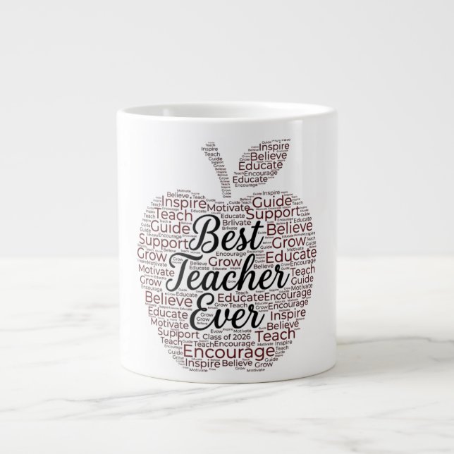 Bästa läraren någonsin Äpple Ordkonst Kaffe Mugg Jumbo Mugg (Framsidan)