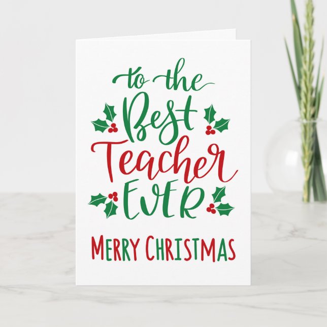 Bästa läraren någonsin God Jul typografi Kort (Framsida)