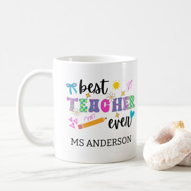 Bästa läraren någonsin kaffemugg (Med munk)