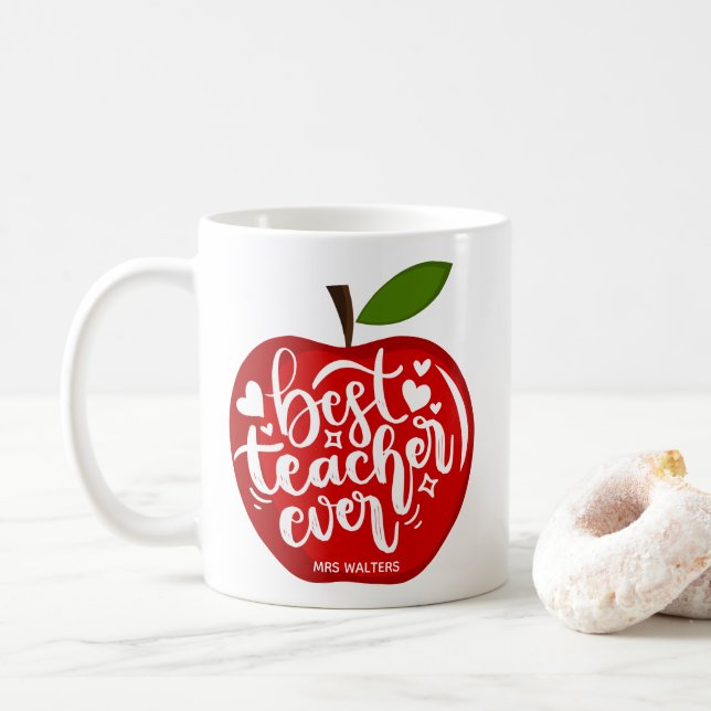 Bästa läraren någonsin Namn Röd äpple Tillbaka til Kaffemugg (Med munk)