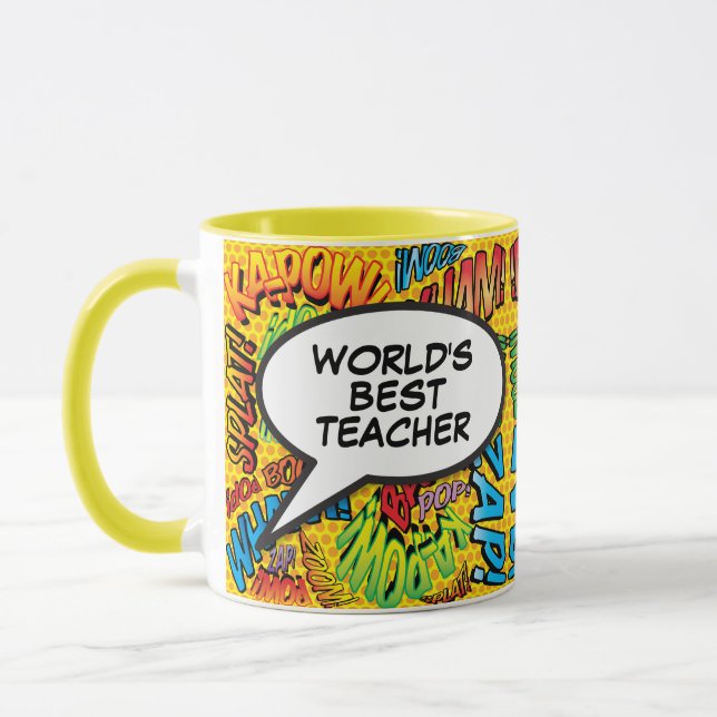 Bästa läraren någonsin Rolig Retro Tecknad Serie P Mugg (Vänster)