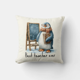 Bästa läraren någonsin Vinterpingvin Design Kudde