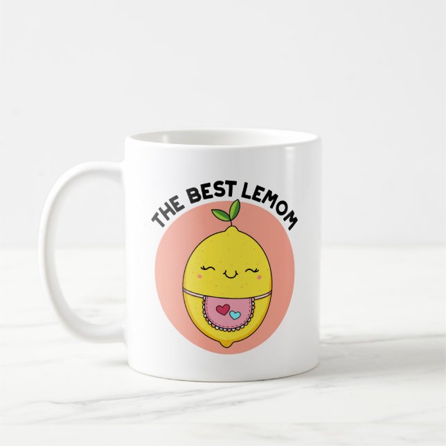 Bästa Lemom Funny Lemon Pun Kaffemugg (Vänster)