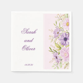 Bästa Lila Bröllop Blommigt Pappersservett