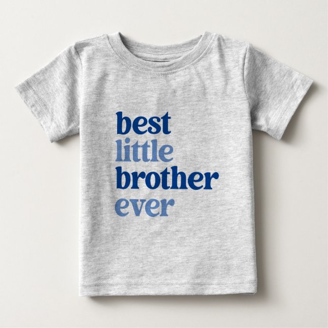 Bästa lilla bror någonsin Grått med Blue Text Boy T Shirt (Framsida)