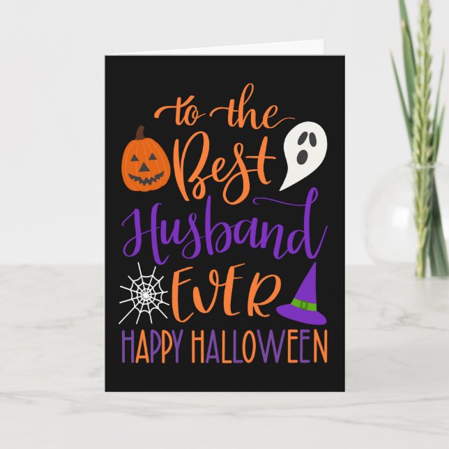 Bästa Make någonsin Halloween inom Orange och Lila Kort (Framsida)