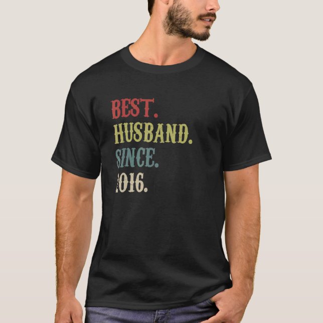 Bästa Make sedan 2016 Retro 6e Bröllop Aniversa T Shirt (Framsida)