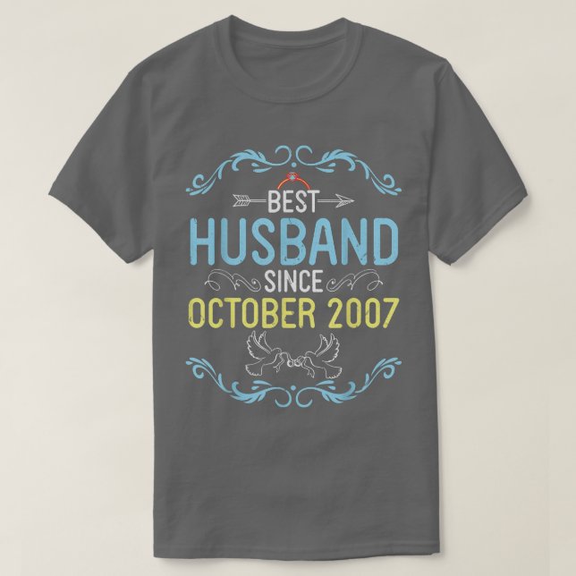 Bästa make sedan oktober 2007 Glad Bröllopsdag T Shirt (Design framsida)