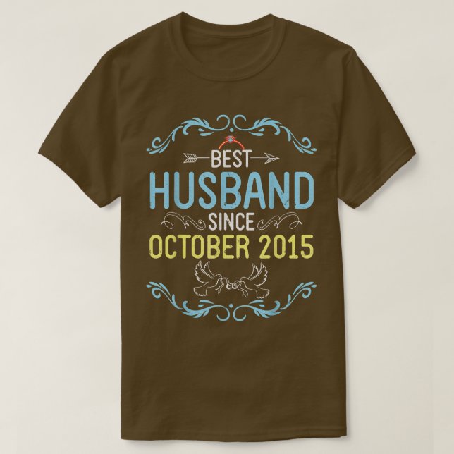 Bästa make sedan oktober 2015 Glad Bröllopsdag T Shirt (Design framsida)