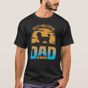Bästa Maltipoo Pappa någonsin Vintage Retro Hund P T Shirt