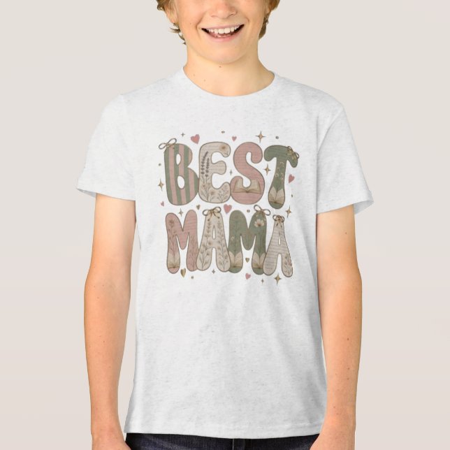 Bästa Mama Boklig Blommig Litterär Design T Shirt (Framsida)